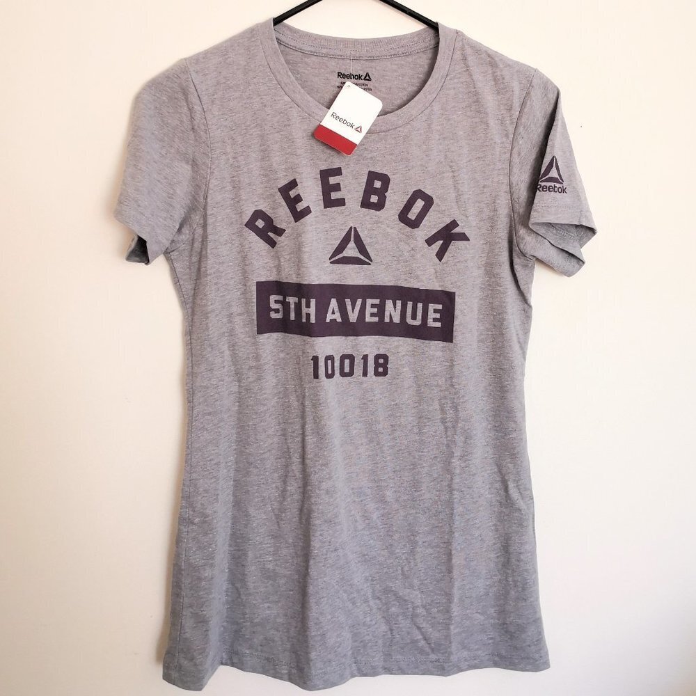 Reebok Cotton Tee Grey With Burgundy Logo Size M